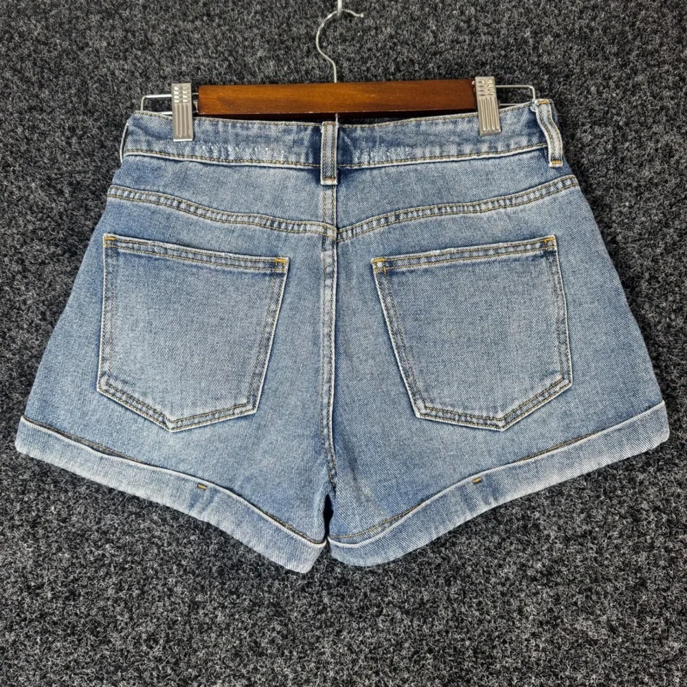 PacSun Mom Shorts Womens 26 Light Wash High Waisted Cuffed Denim Jean Shorts